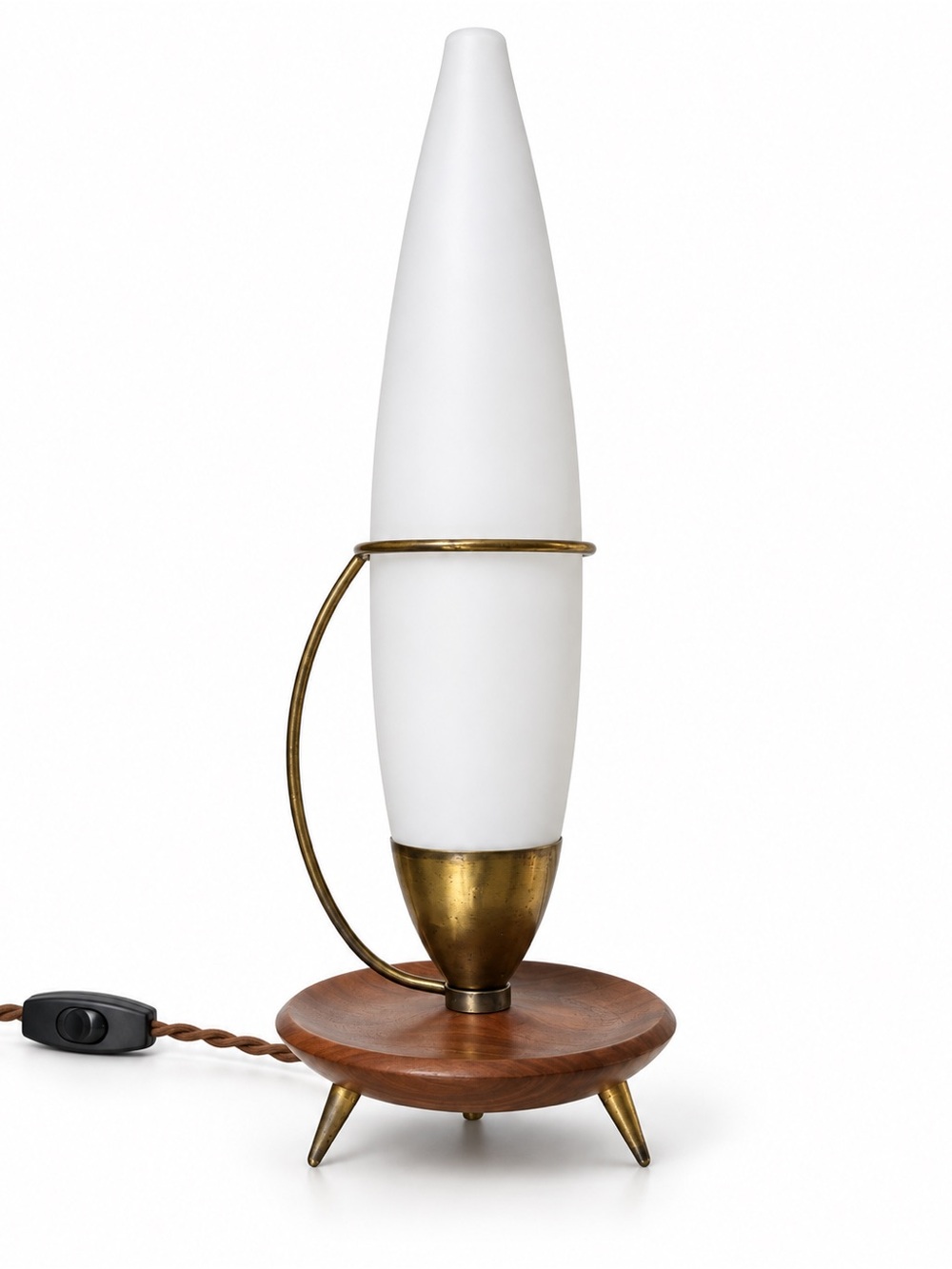 Vintage Mid-Century Modern Space Age Philips “Rocket Team Lamp” - Teak/Brass